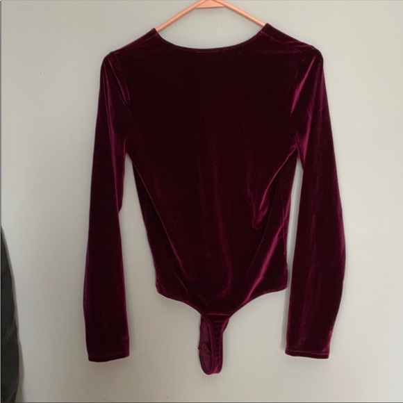 Express Velvet Burgundy Bodysuit - Picture 4 of 4